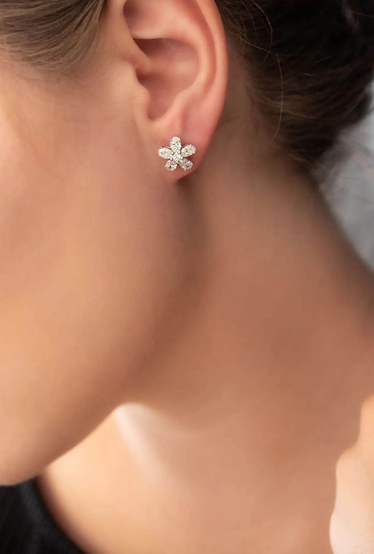 1 3/4 ctw Diamond Flower Studs Platinum