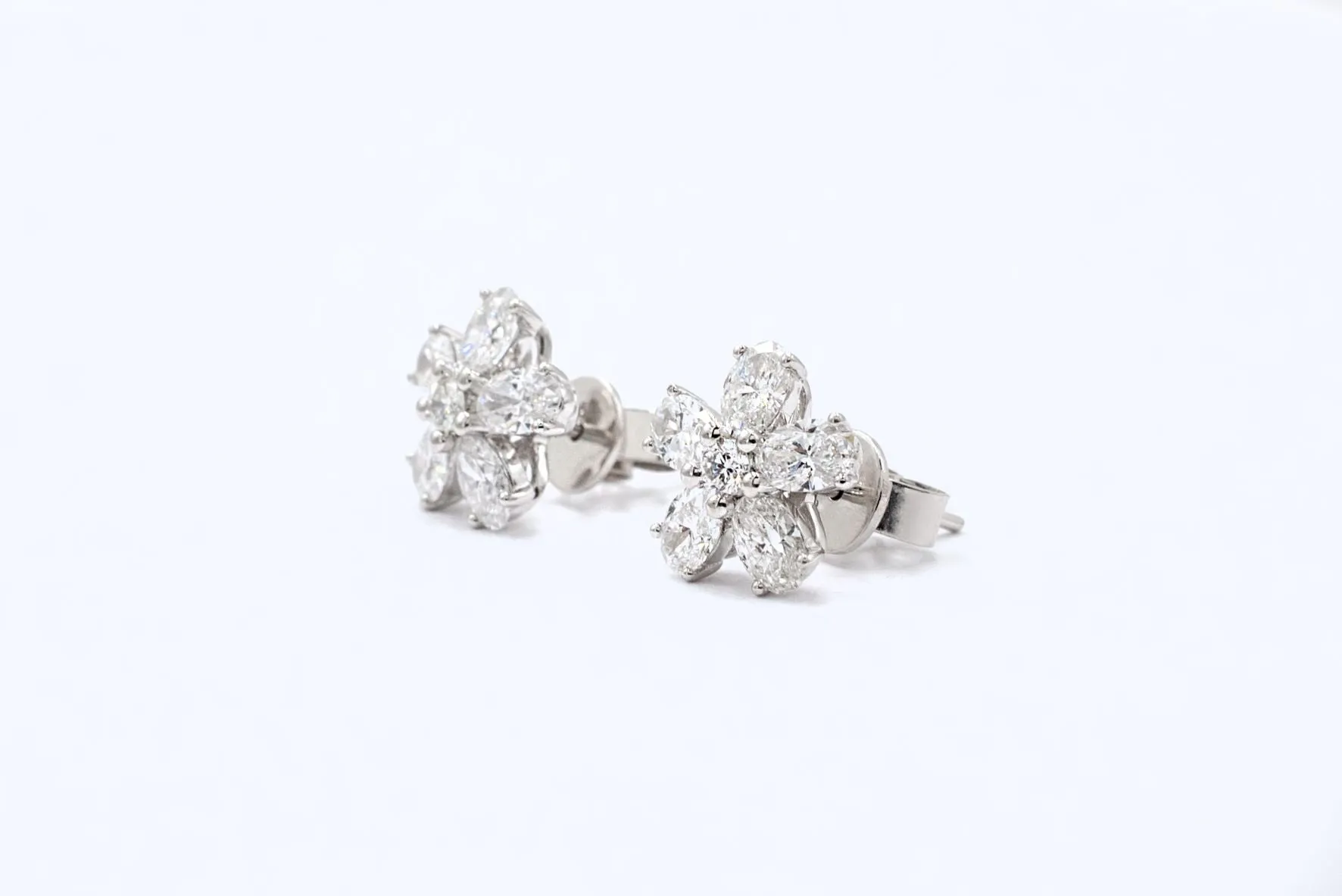 1 3/4 ctw Diamond Flower Studs Platinum