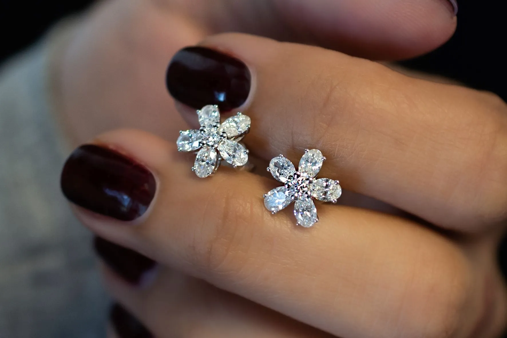 1 3/4 ctw Diamond Flower Studs Platinum