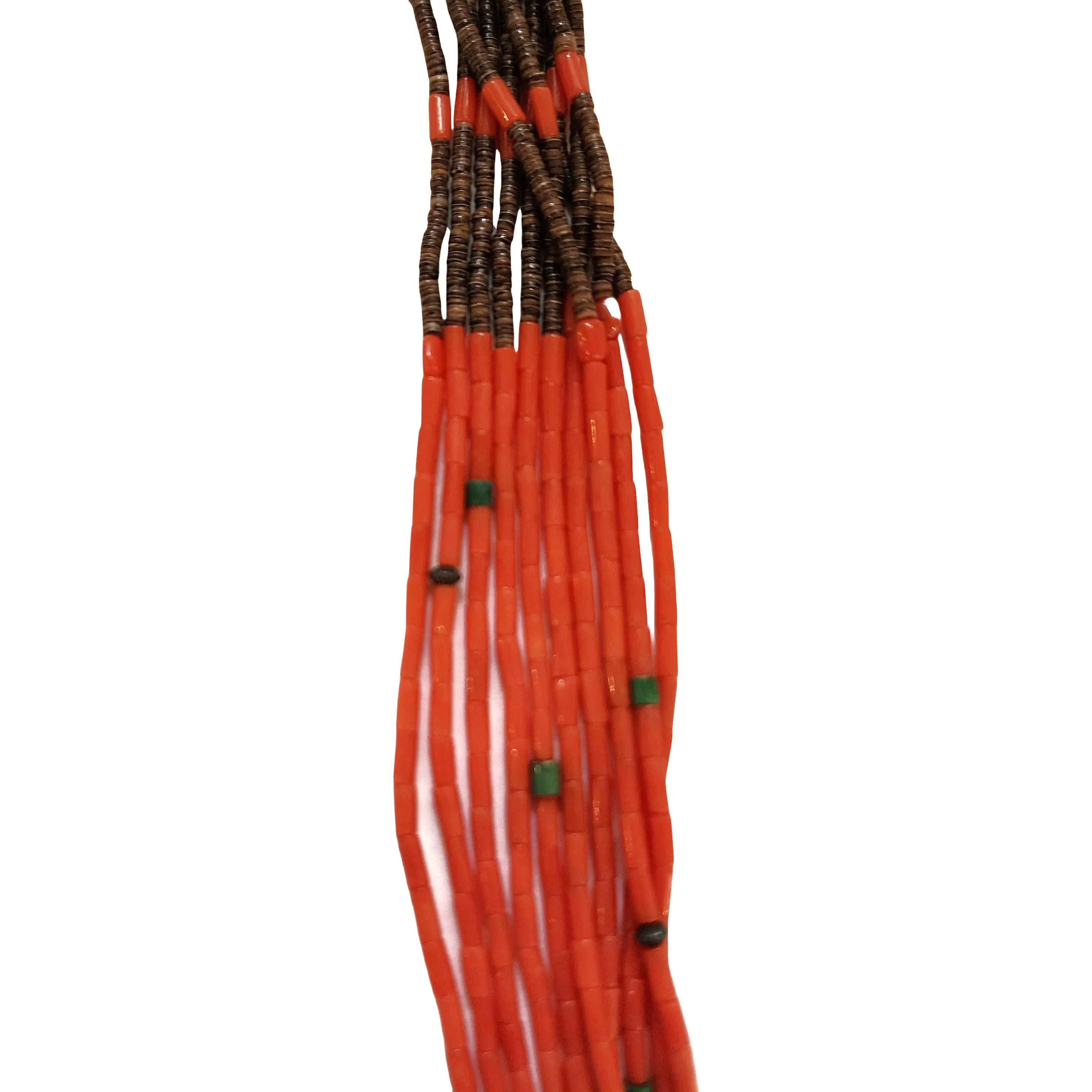 10 Strand Natural Red Coral Necklace - 27" Long