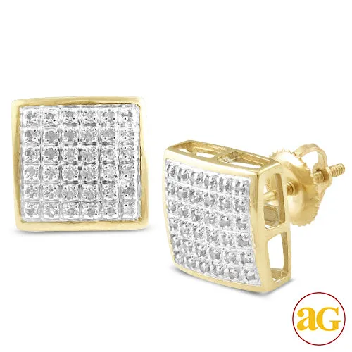 10KY 0.20CTW DIAMOND SQUARE DOME EARRINGS