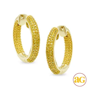 10KY 0.50CTW YELLOW DIAMOND HOOP EARRINGS