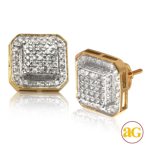 10KY 1.00CTW DIAMOND RAISED SQUARE EARRINGS - 8-SI