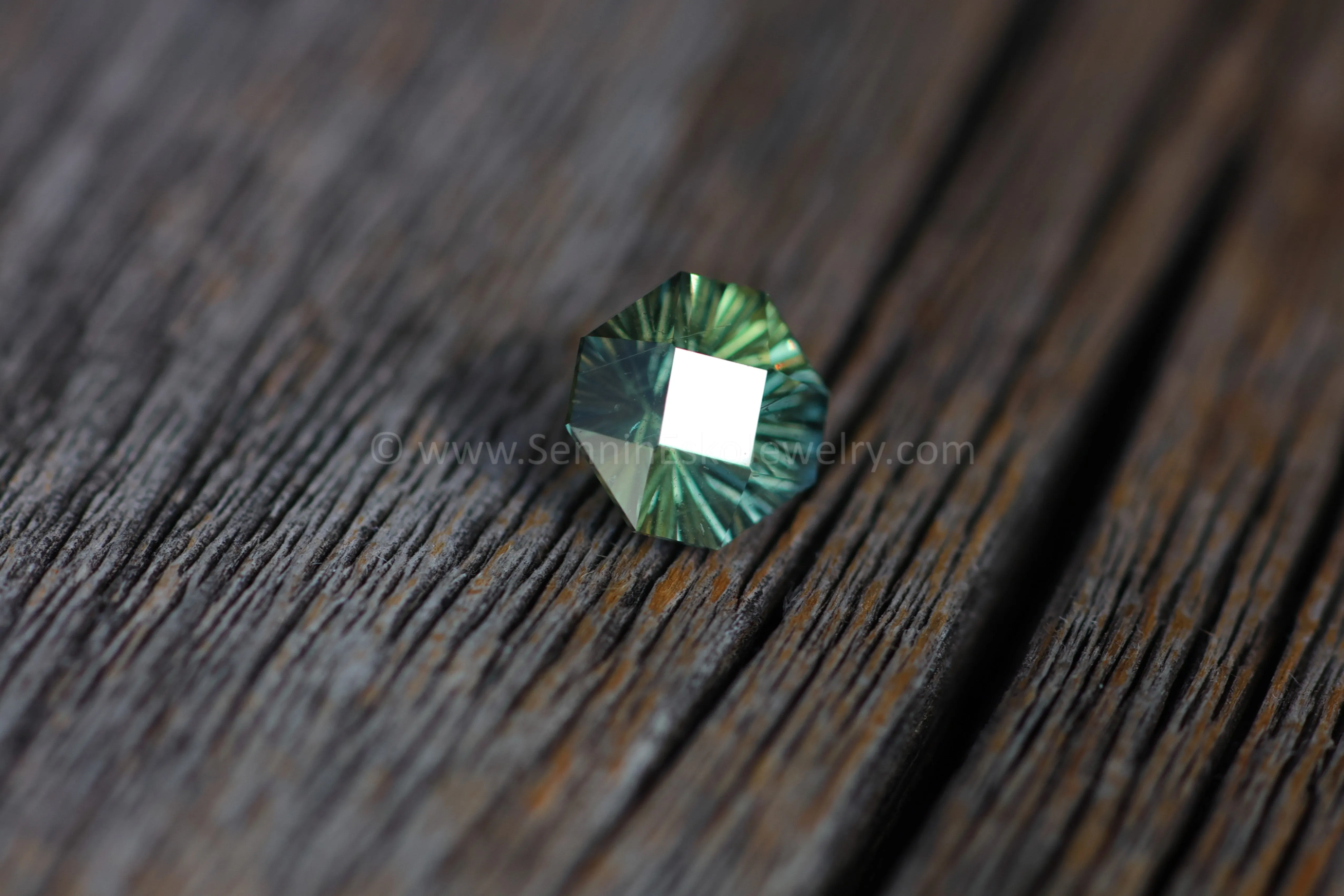 1.3 Carat Olive Green/Blue Umba Sapphire Octagon - 6.2x6.5mm - Galaxy Cut