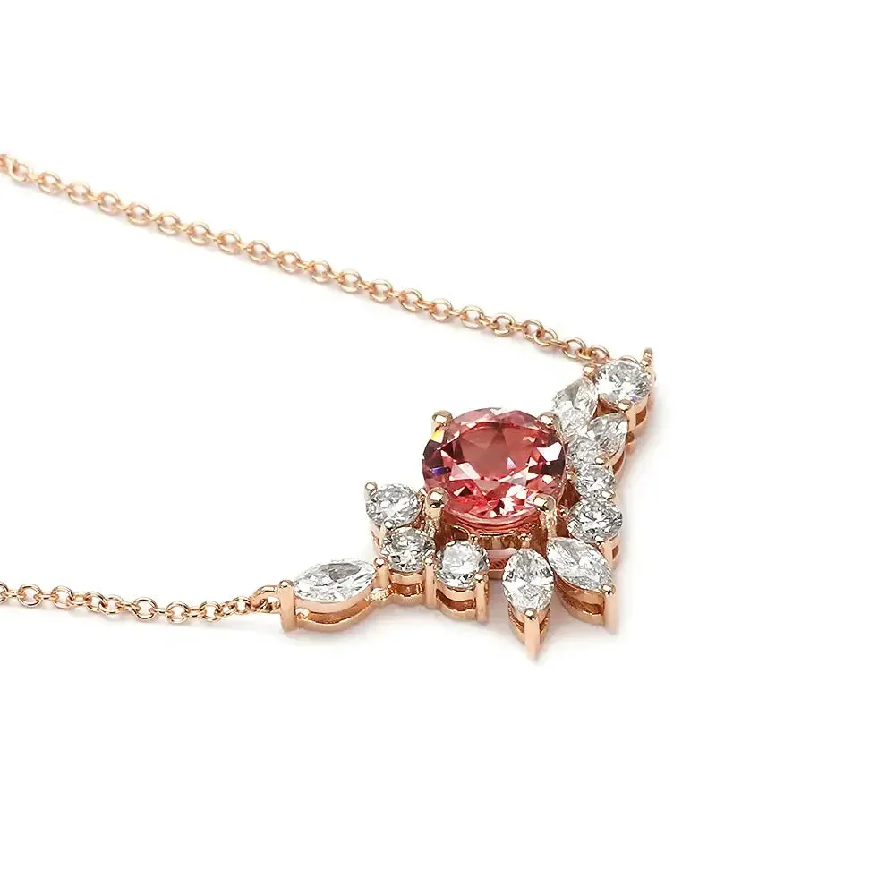 1.32 Ct. Pink Lab-Grown Sapphire Necklace in 18K Rose Gold, Ready Made