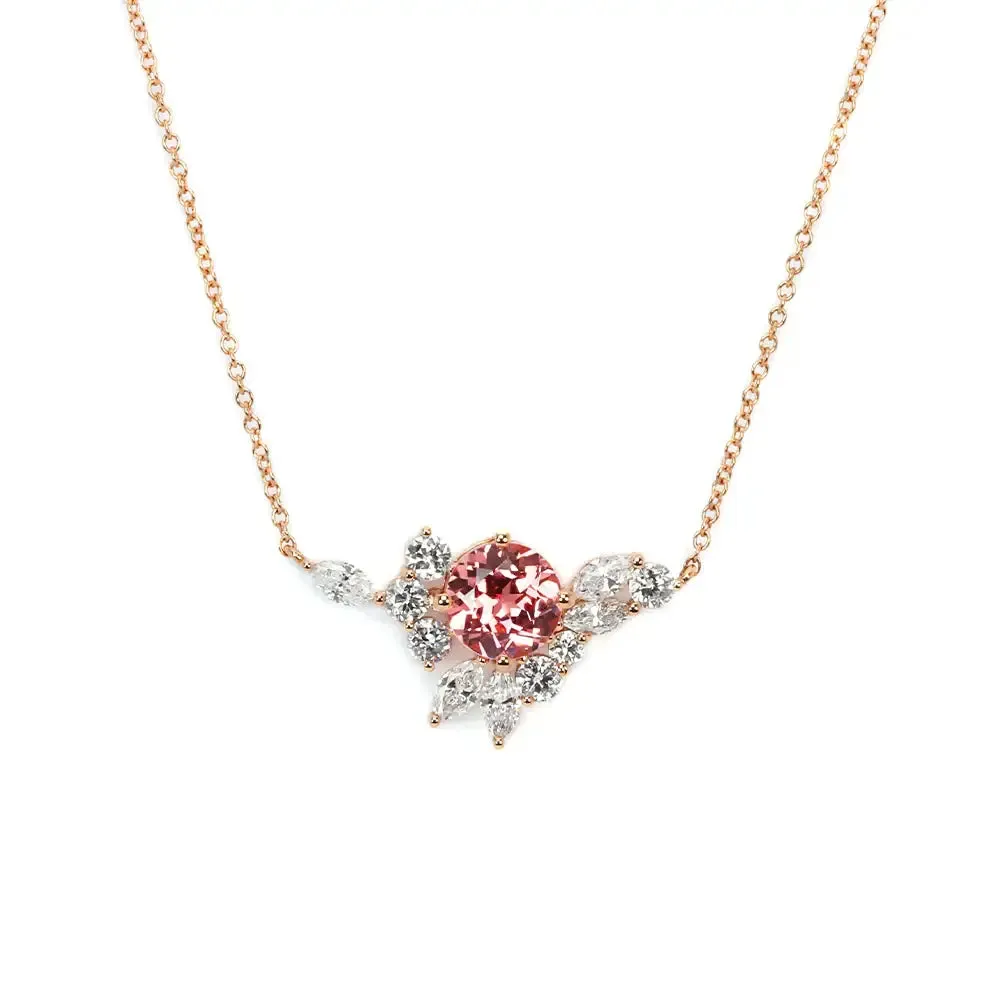 1.32 Ct. Pink Lab-Grown Sapphire Necklace in 18K Rose Gold, Ready Made