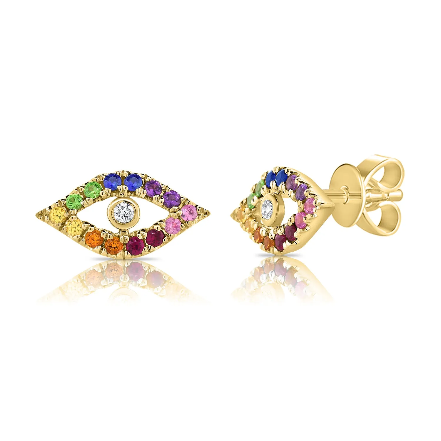 14k Gold & Diamond Evil Eye Earrings - 0.04ct