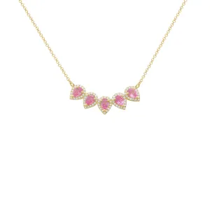 14K GOLD DIAMOND AND PINK SAPPHIRE RELLA NECKLACE