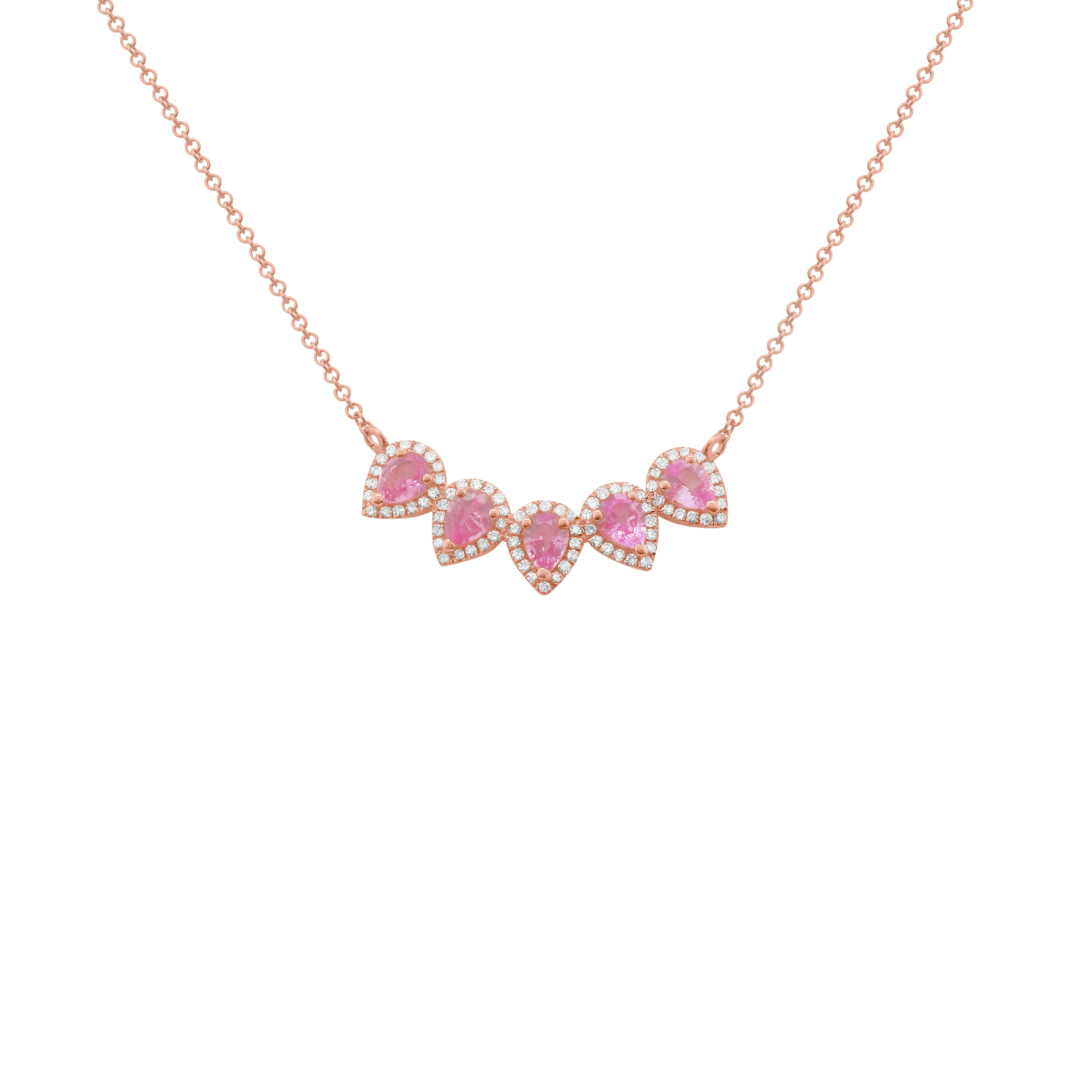 14K GOLD DIAMOND AND PINK SAPPHIRE RELLA NECKLACE