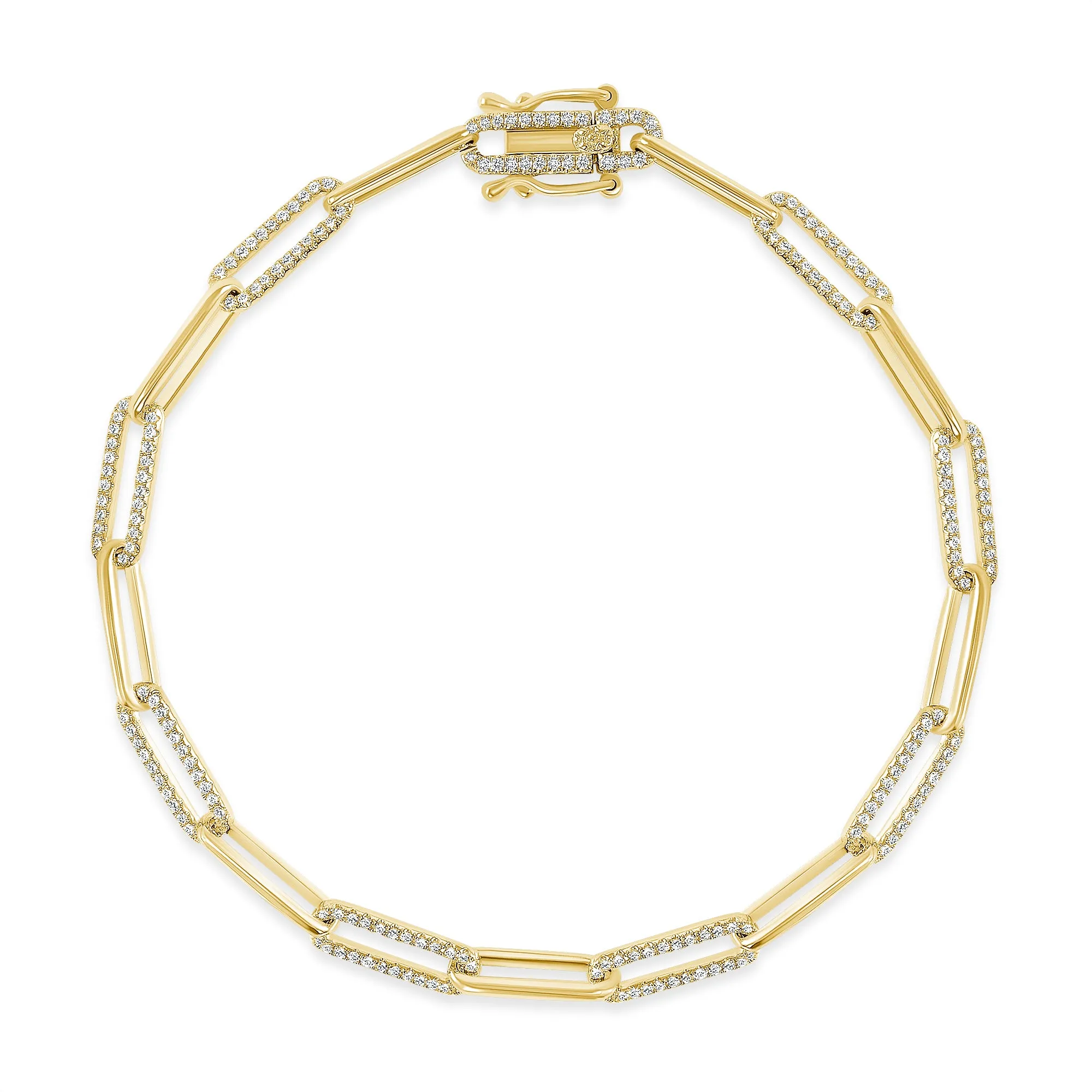 14K Gold Diamond Paper Clip Bracelet