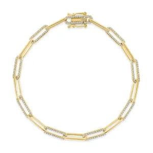 14K Gold Diamond Paper Clip Bracelet