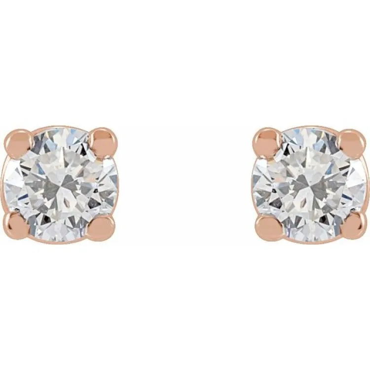 14K Rose 7.25mm :: 3 CTW Lab-Grown Diamond Stud Earrings