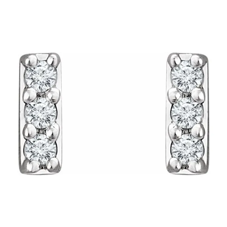 14K White .05 CTW Lab-Grown Diamond Bar Earrings