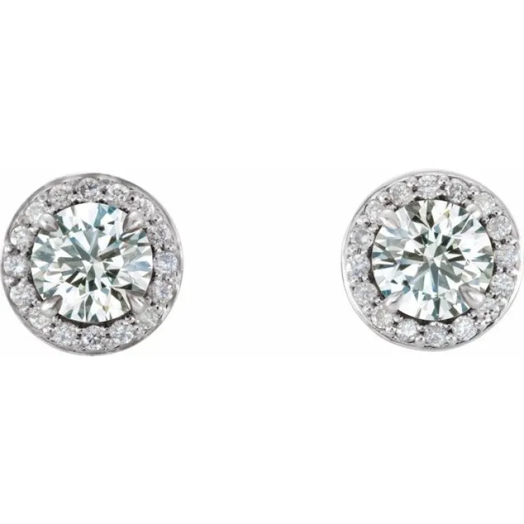 14K White 5 mm Natural White Sapphire & 1/8 CTW Natural Diamond Earrings