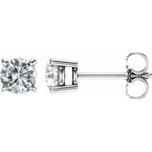 14K White 5 mm Natural White Sapphire Stud Earrings