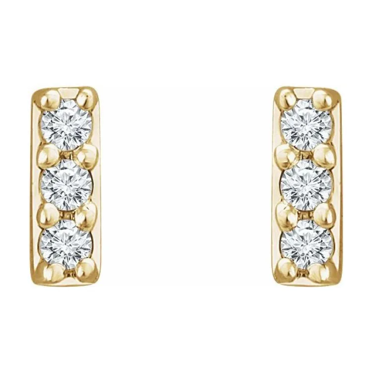 14K Yellow .05 CTW Natural Diamond Bar Earrings