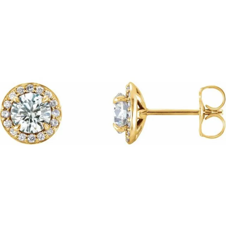 14K Yellow 3/4 CTW Natural Diamond Halo-Style Earrings