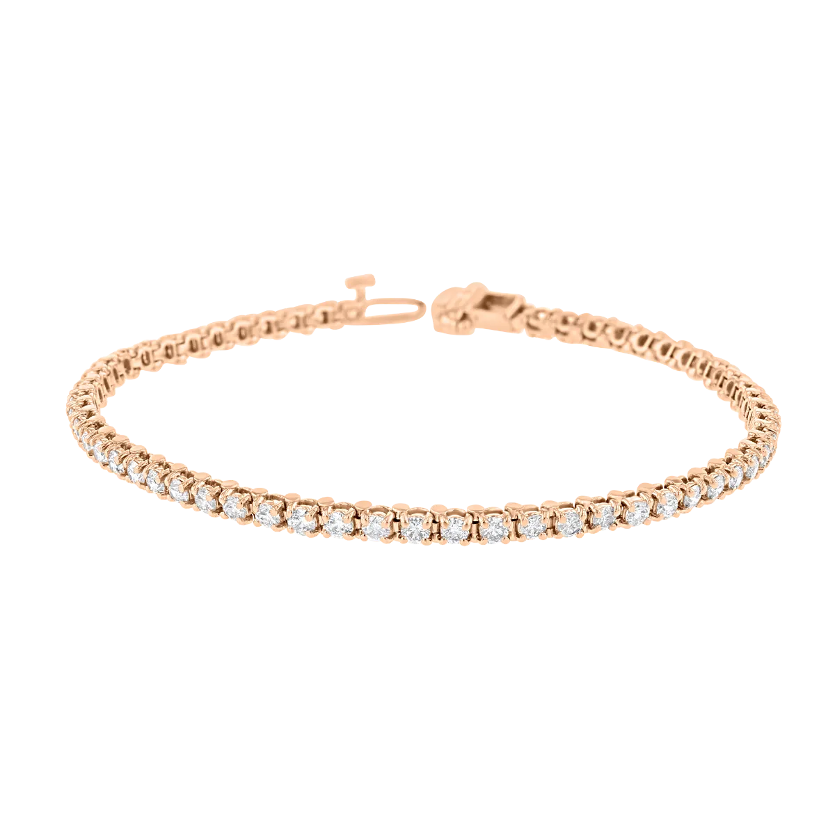 14KT GOLD 4 CARAT ROUND DIAMOND TENNIS BRACELET