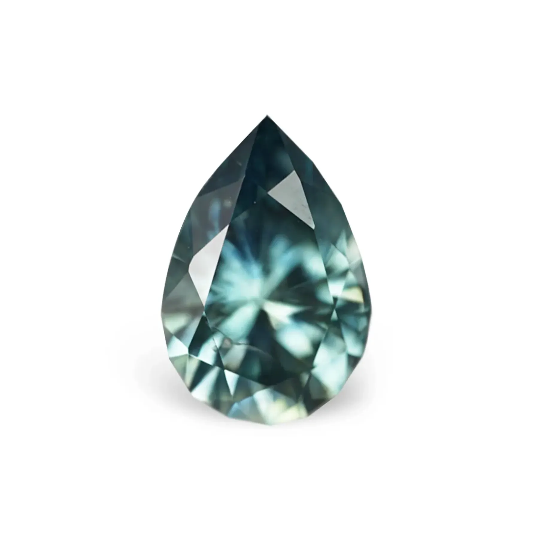 1.53CT PEAR BRILLIANT PRECISION CUT MONTANA SAPPHIRE, SEAFOAM BLUE GREEN, 8.8X6.1MM