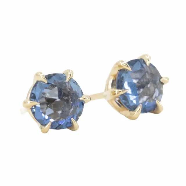 1.63ct Rosecut Ceylon Sapphire six prong stud earrings in 14k Yellow Gold