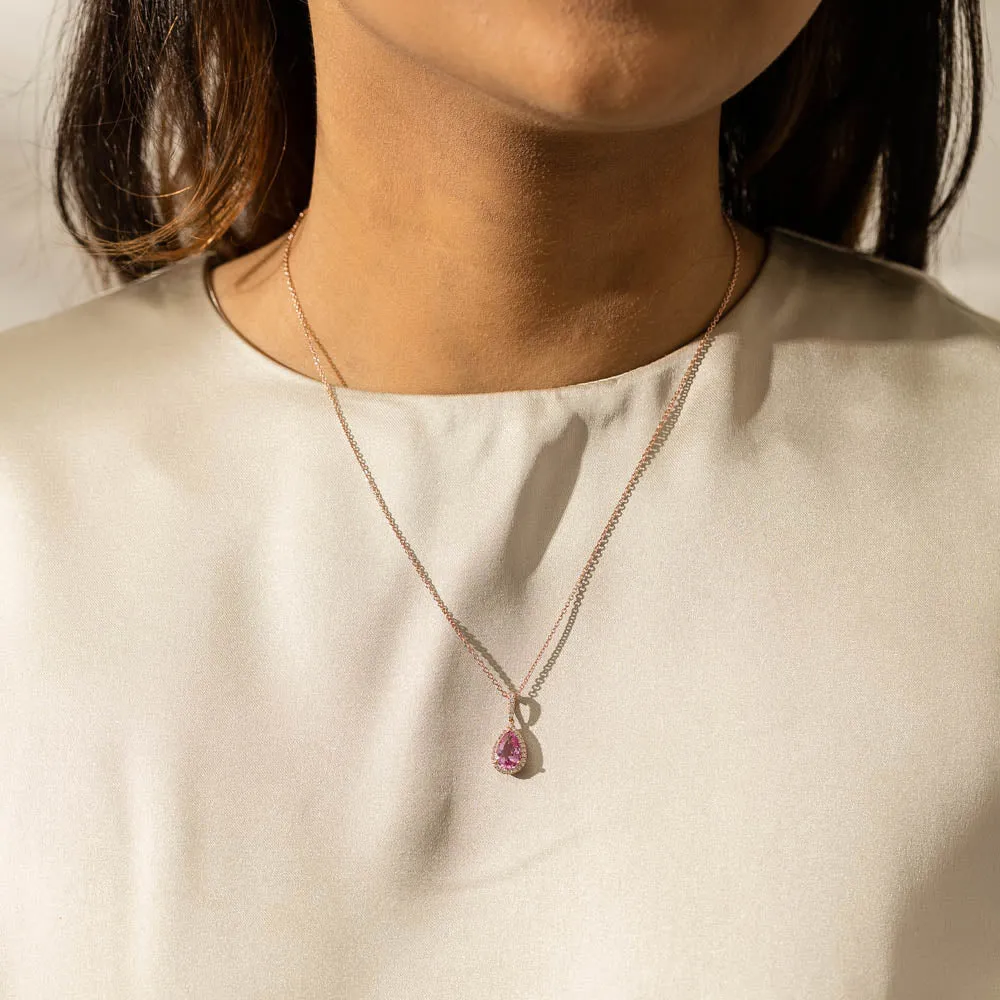 18ct Rose Gold Pink Sapphire & Diamond Sierra Pendant