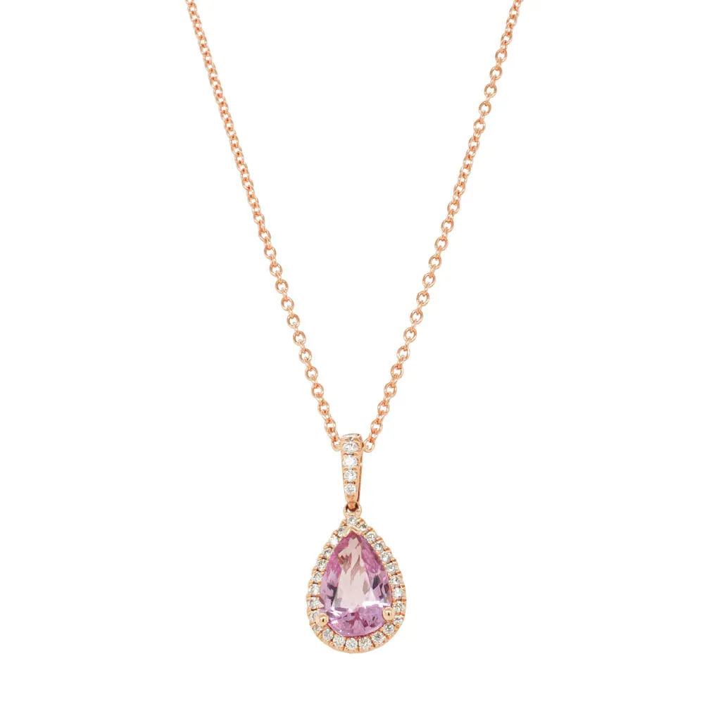 18ct Rose Gold Pink Sapphire & Diamond Sierra Pendant