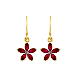 18k Floral Design Modern Gold And Diamond Earrings