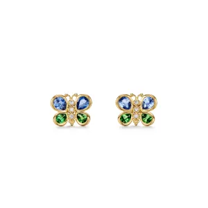 18K Precious Butterfly Post Earrings