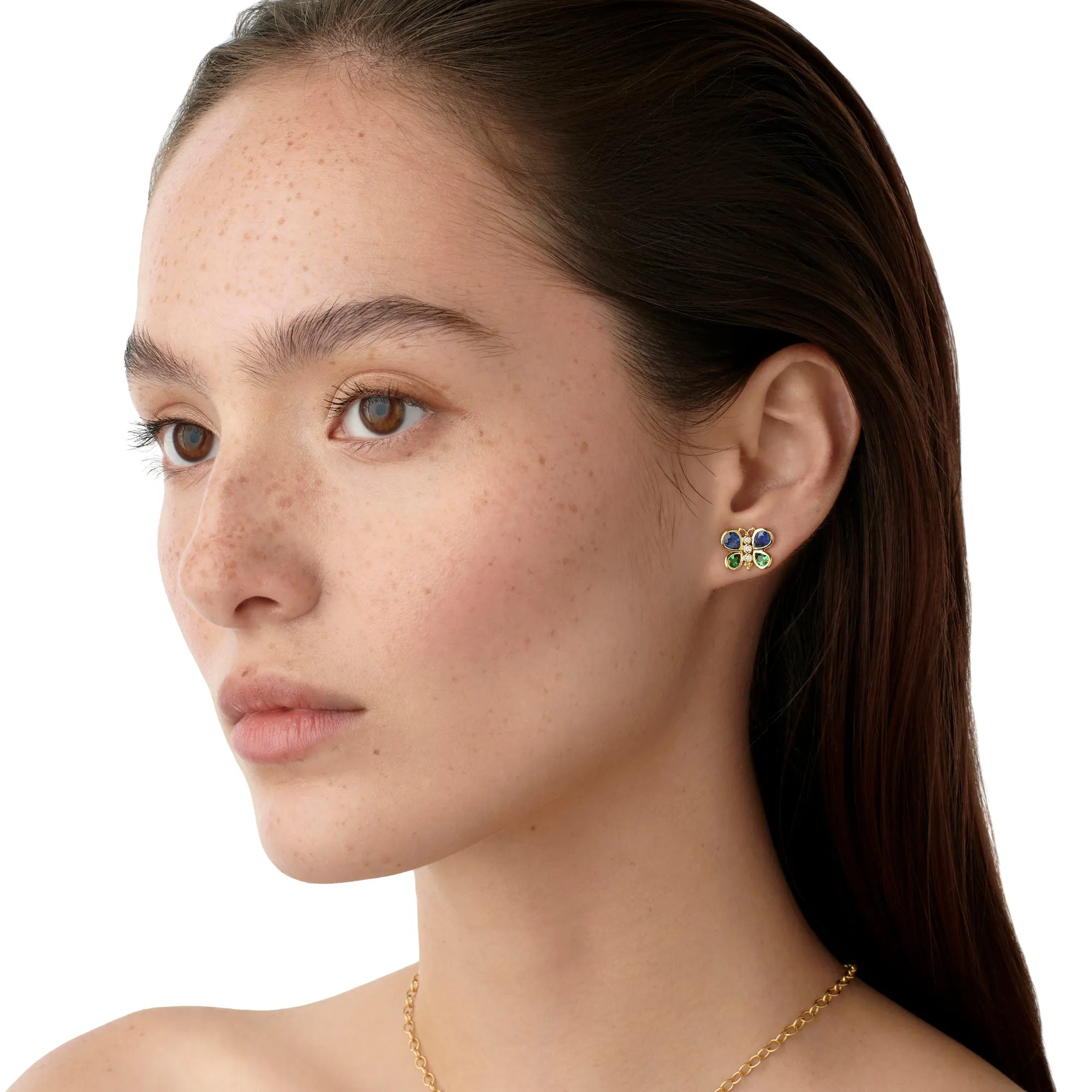 18K Precious Butterfly Post Earrings