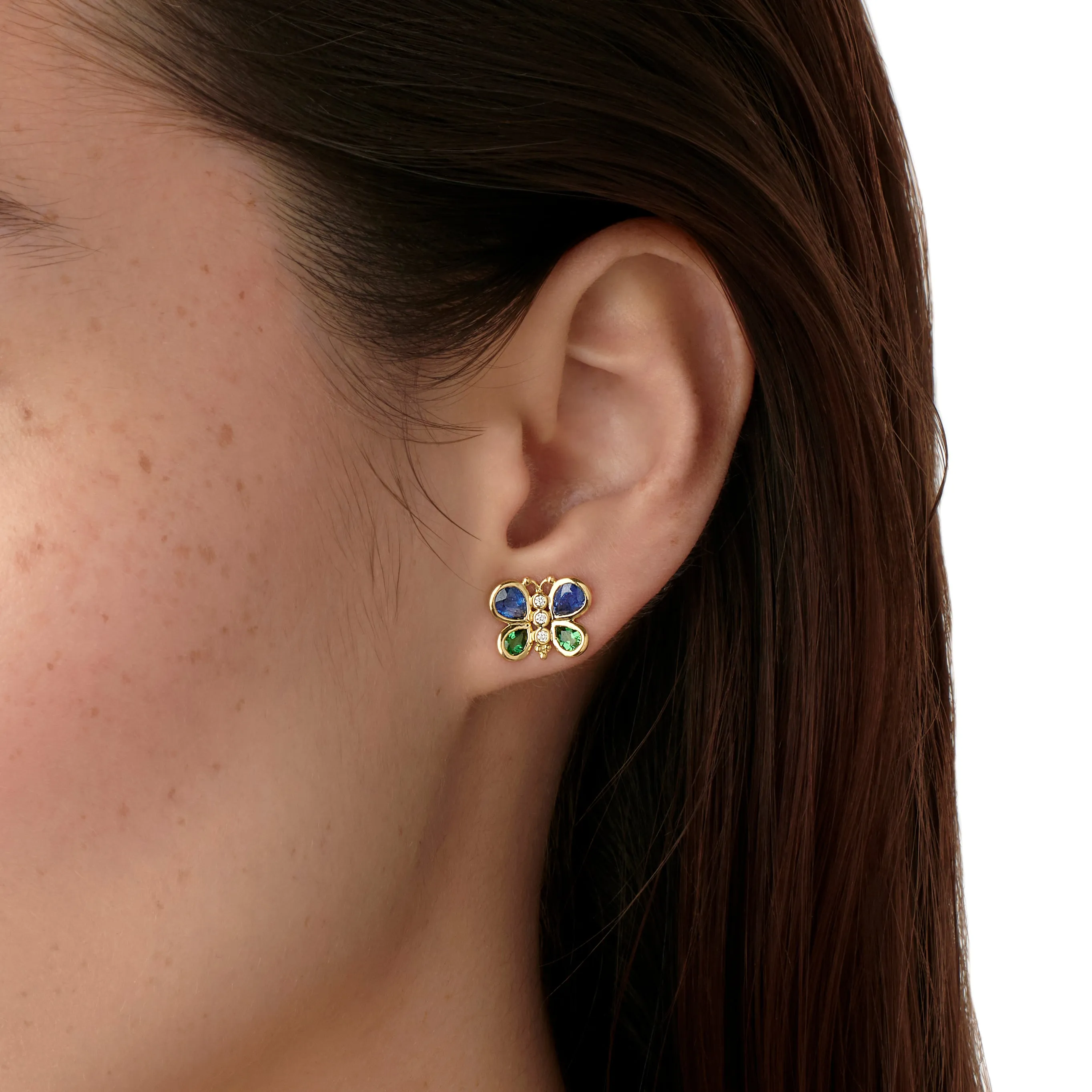 18K Precious Butterfly Post Earrings