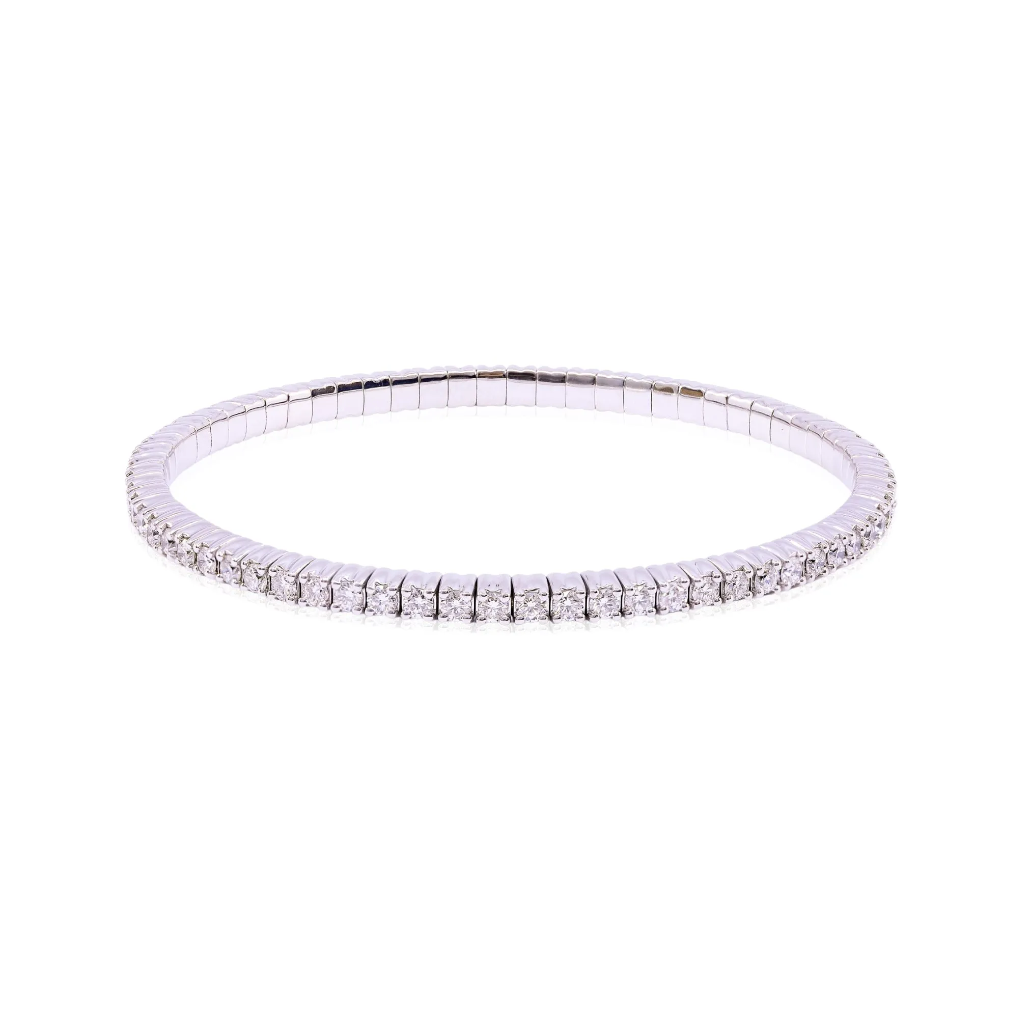 18K WHITE GOLD DIAMOND STRETCH BRACELET - 3.16CTW