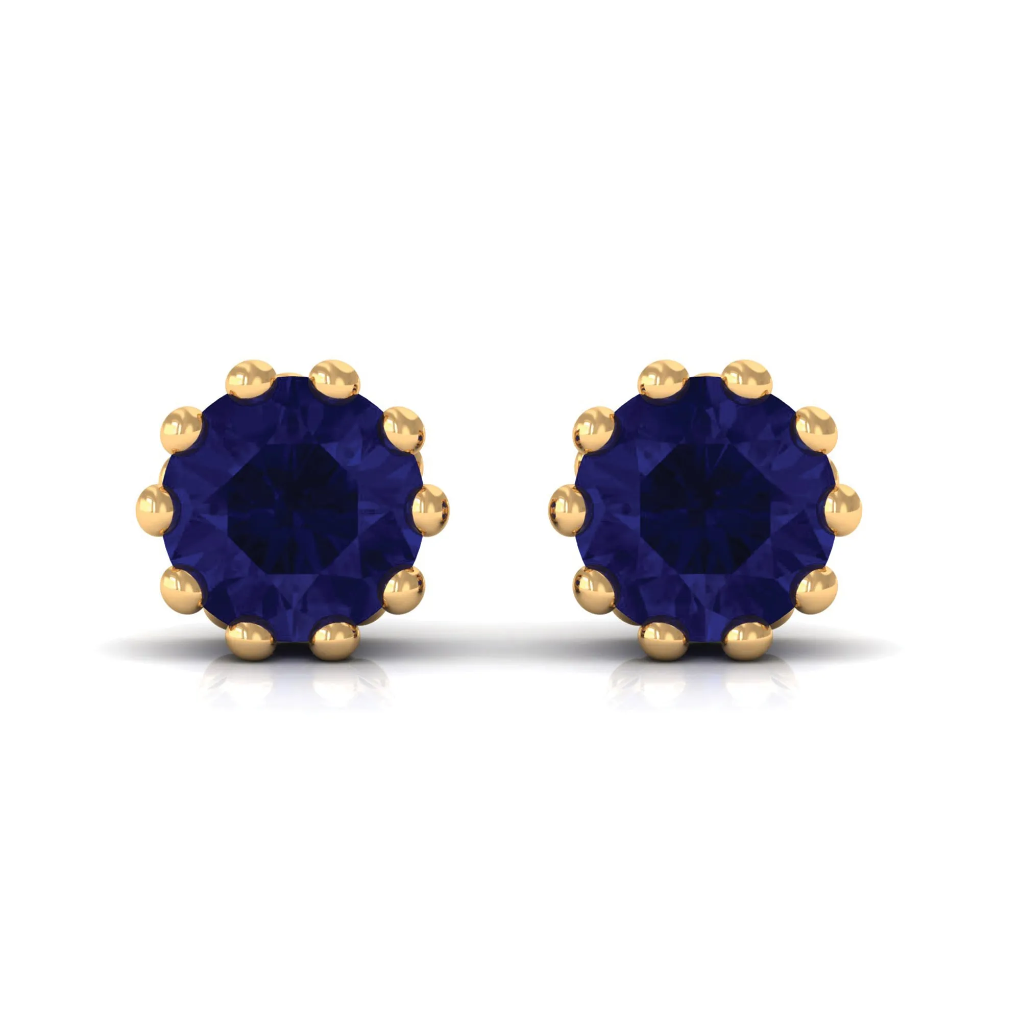 2 CT Blue Sapphire Solitaire Stud Earrings in Crown Setting