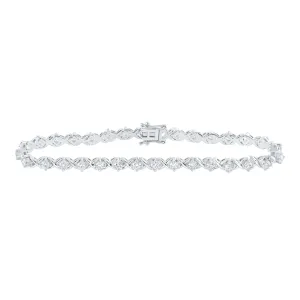 2.62 Cttw Round Diamond Womens Tennis Bracelet 14k White Gold