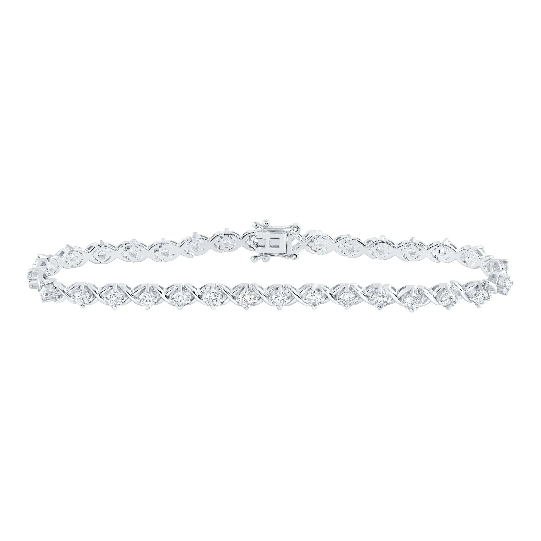 2.62 Cttw Round Diamond Womens Tennis Bracelet 14k White Gold