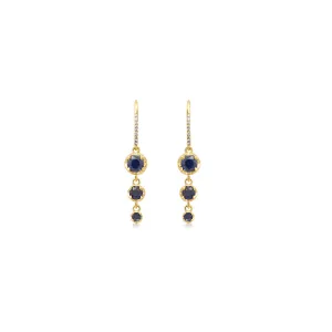 3 Graduated Illusion Set Blue Sapphire Earrings