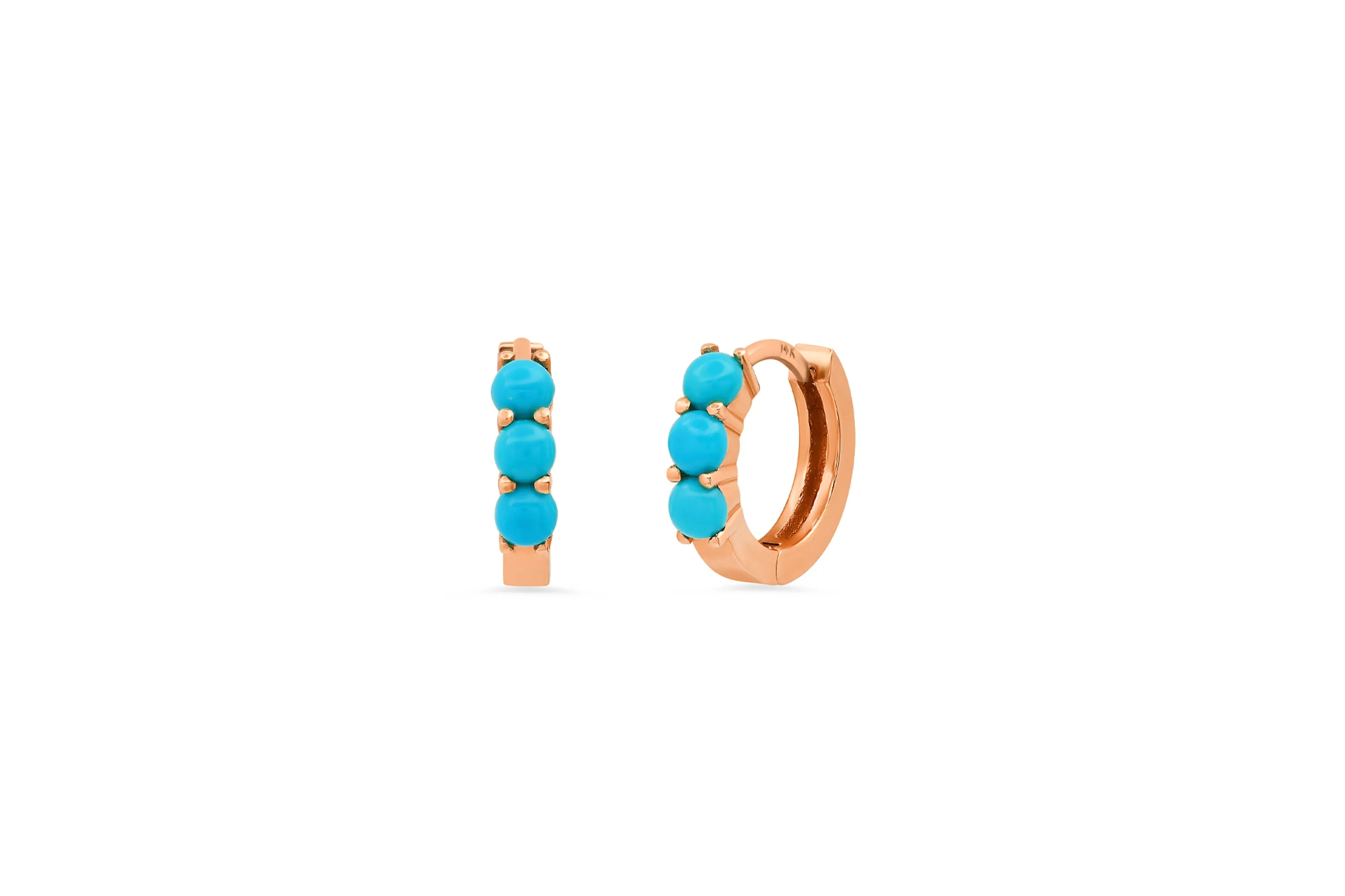 3 Turquoise Huggie Earrings