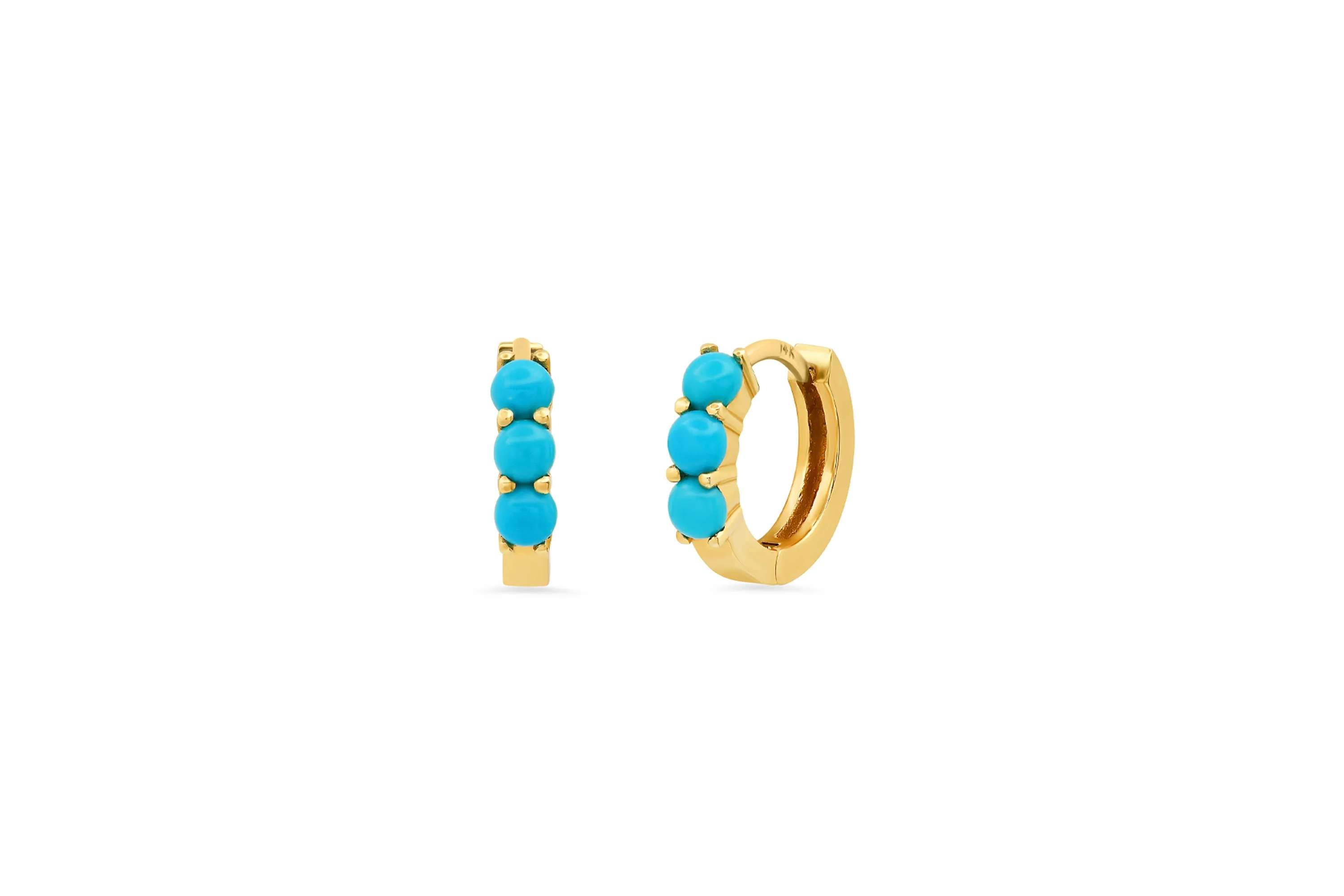 3 Turquoise Huggie Earrings