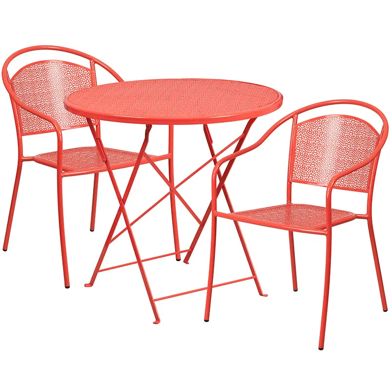 30RD Coral Fold Patio Set CO-30RDF-03CHR2-RED-GG