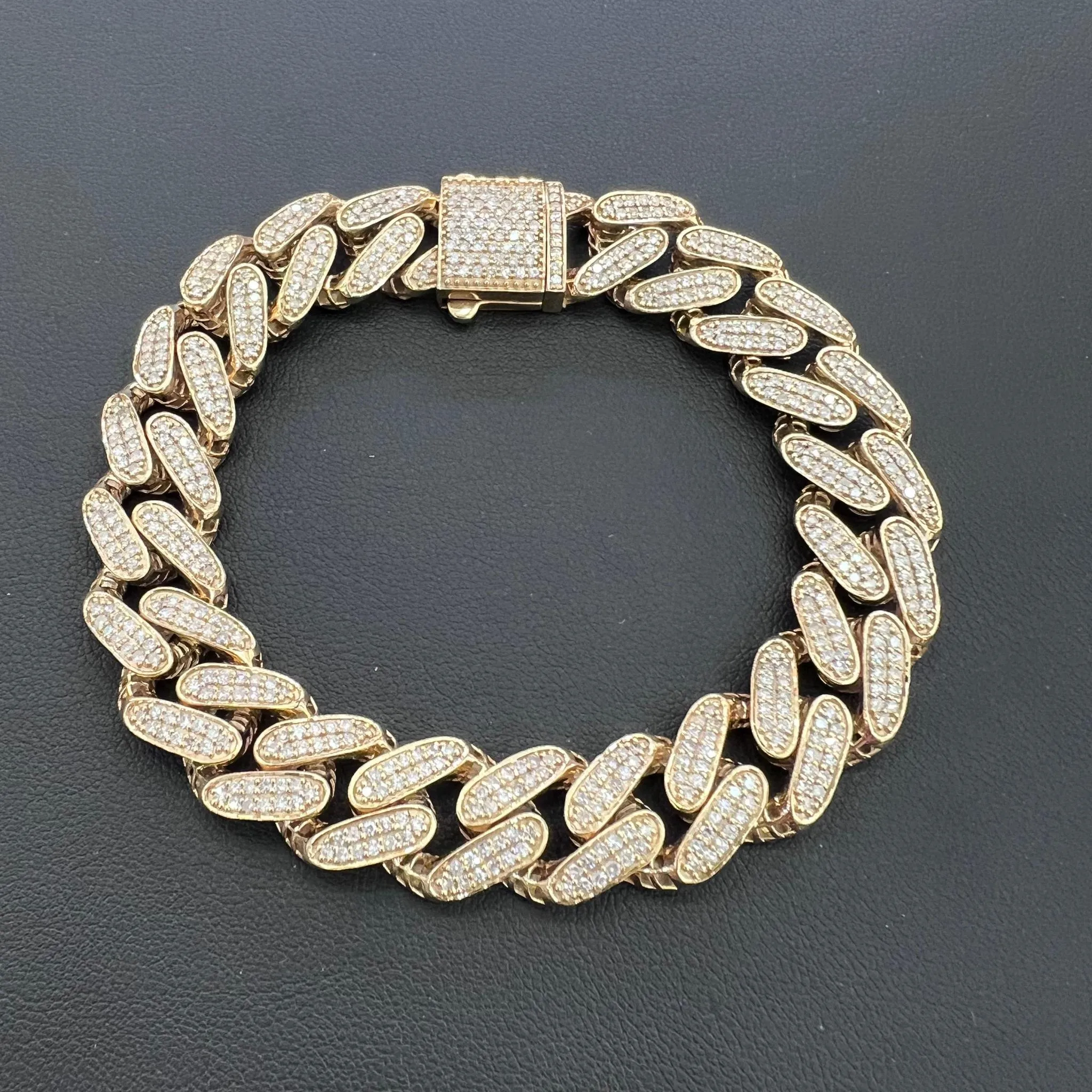 4.21cttw Diamond Miami Cuban Link Chain Bracelet Real 10k Yellow Gold 13mm