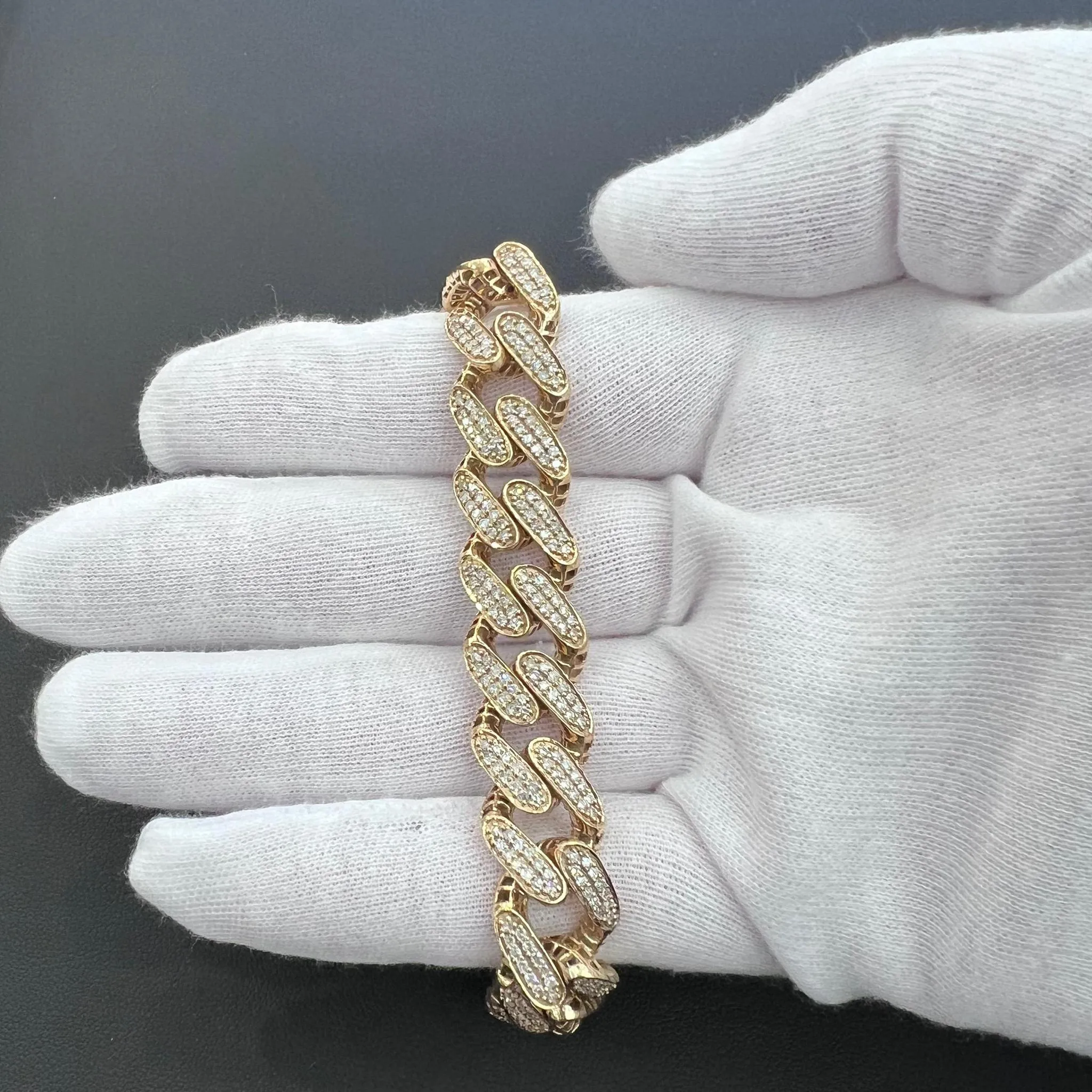 4.21cttw Diamond Miami Cuban Link Chain Bracelet Real 10k Yellow Gold 13mm