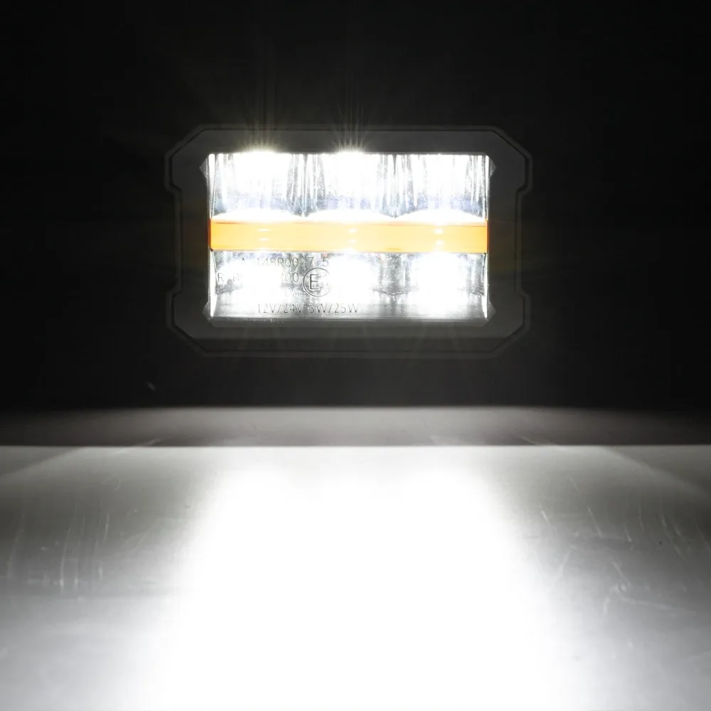 4.5 INCH 120W 13920LM LED PODS WITH WHITE DRL & AMBER OFF ROAD DRIVING LIGHT