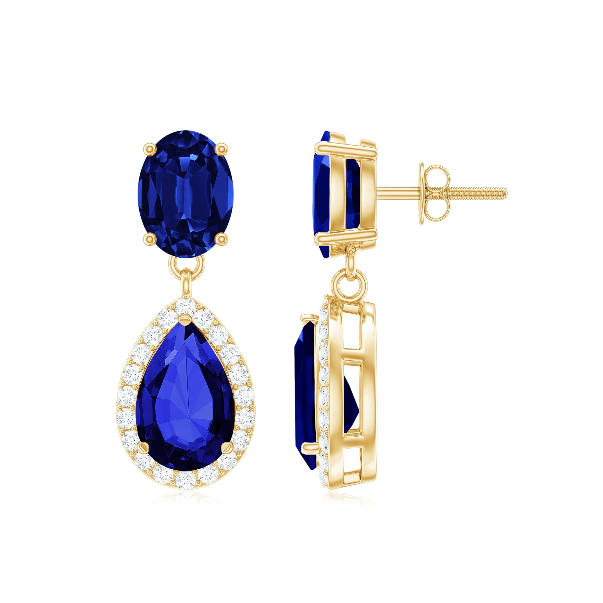 5.5 CT Classic Created Blue Sapphire Dangle Earrings with Moissanite