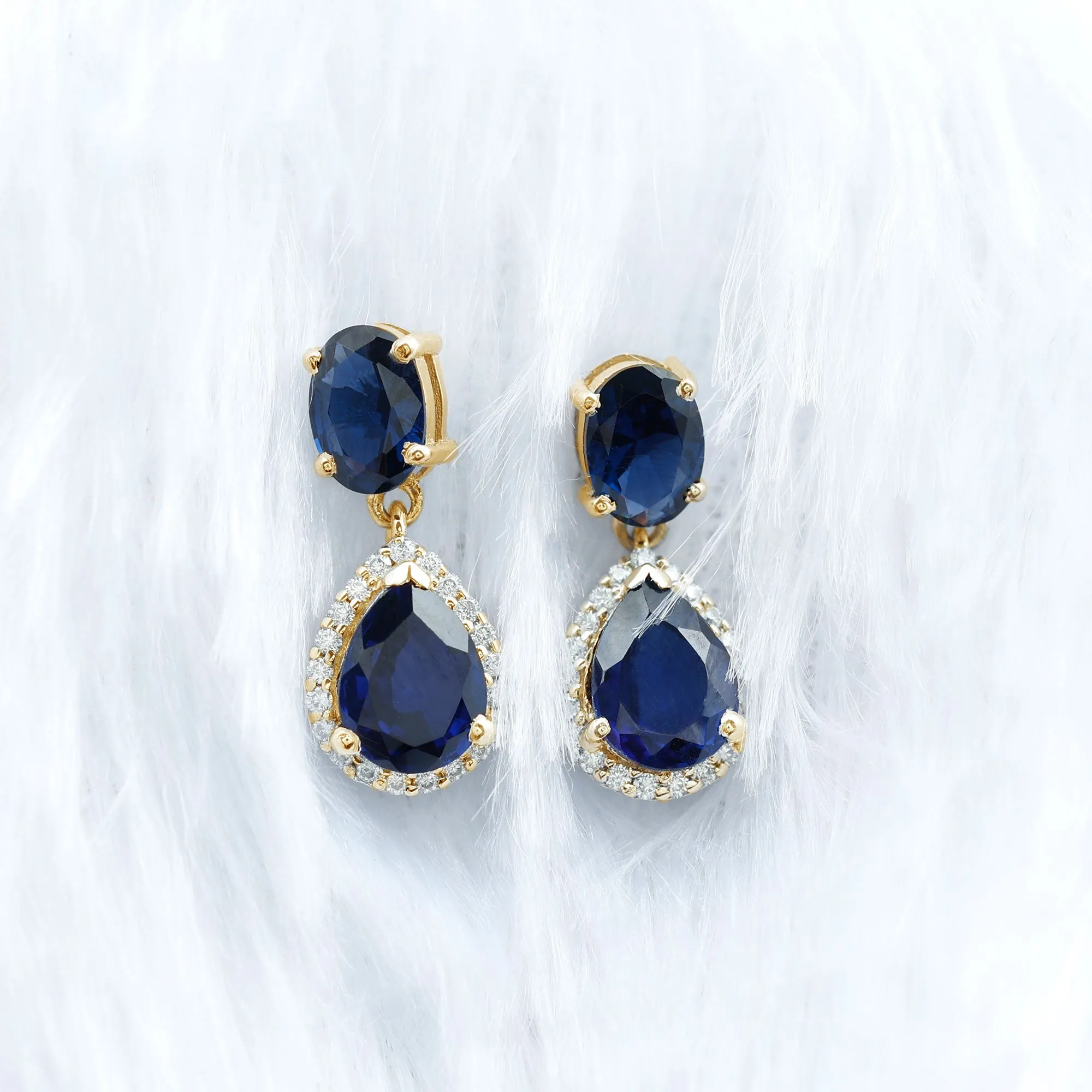 5.5 CT Classic Created Blue Sapphire Dangle Earrings with Moissanite