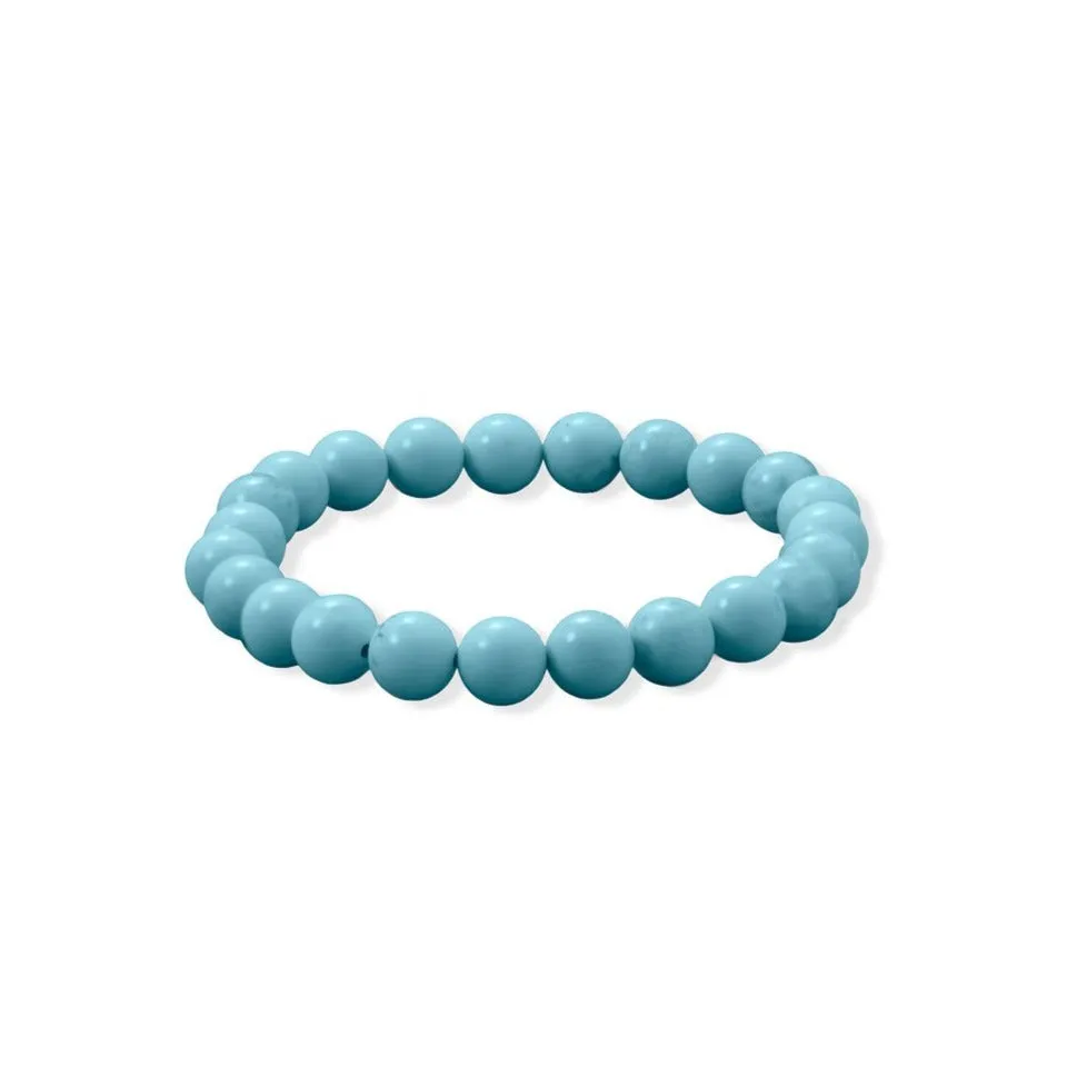 8mm Round Sky Blue Magnesite Stretch Bracelet