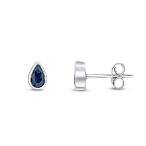 9ct White Gold Pear Sapphire Stud Earrings 0.48ct