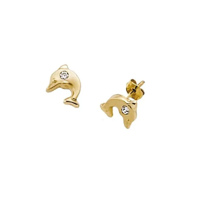 9ct  Yellowdolphin  Zirconia  Stud  Earrings  ES247S