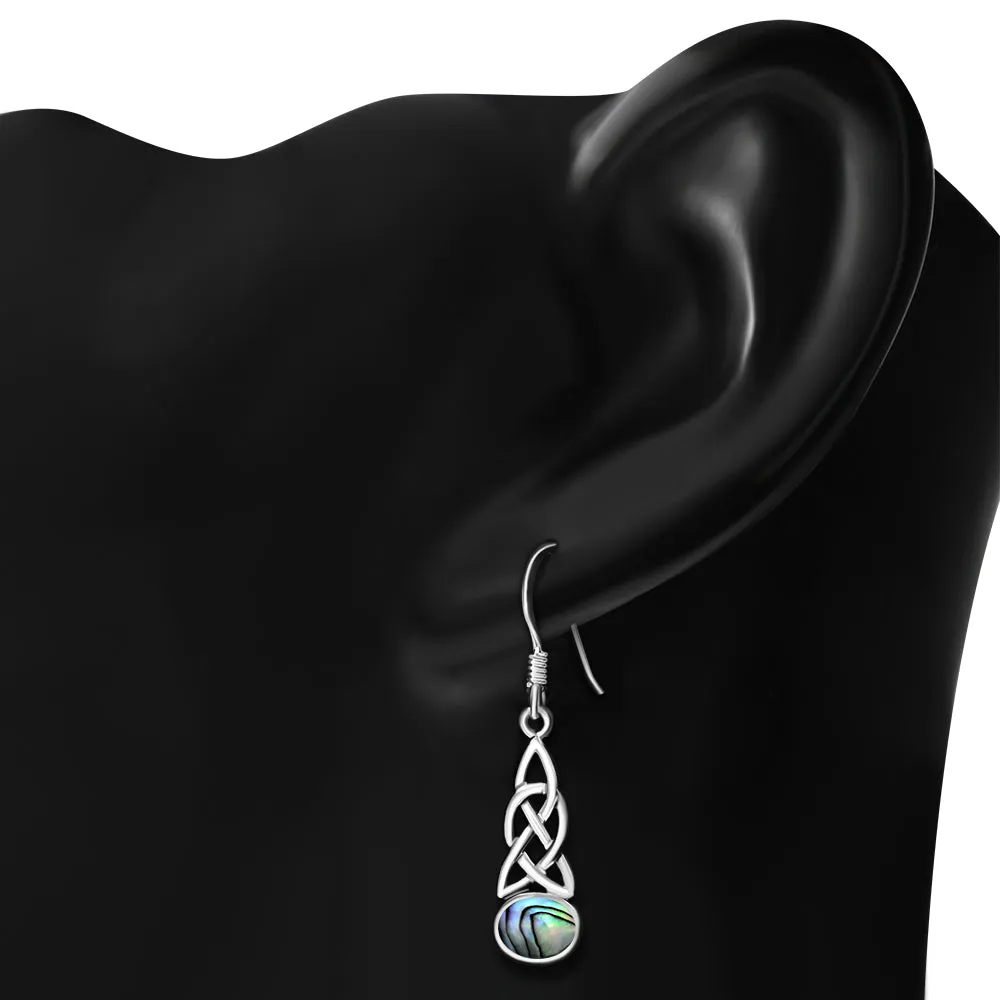 Abalone Shell Celtic Knot Silver Earrings