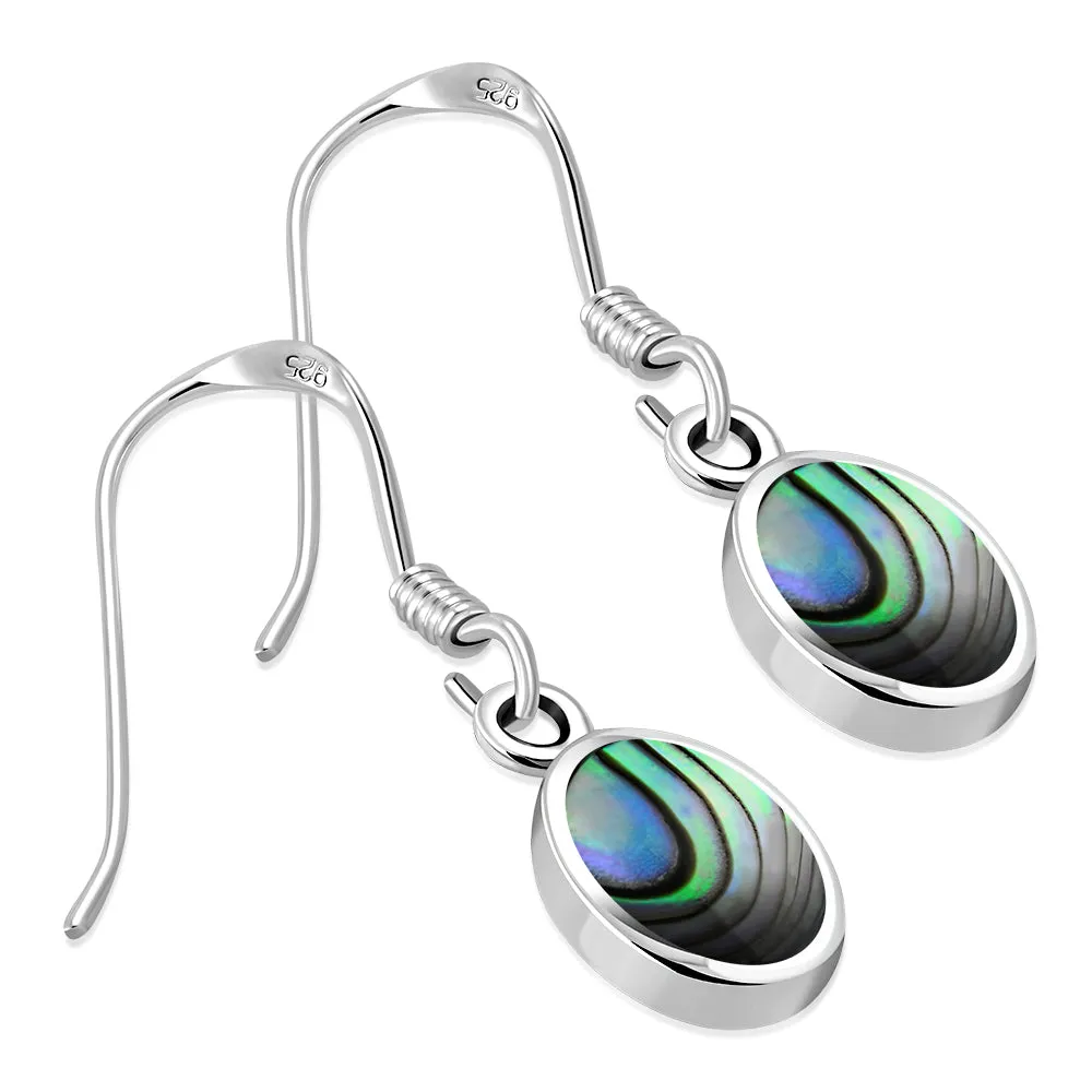 Abalone Shell Oval Silver Earrings