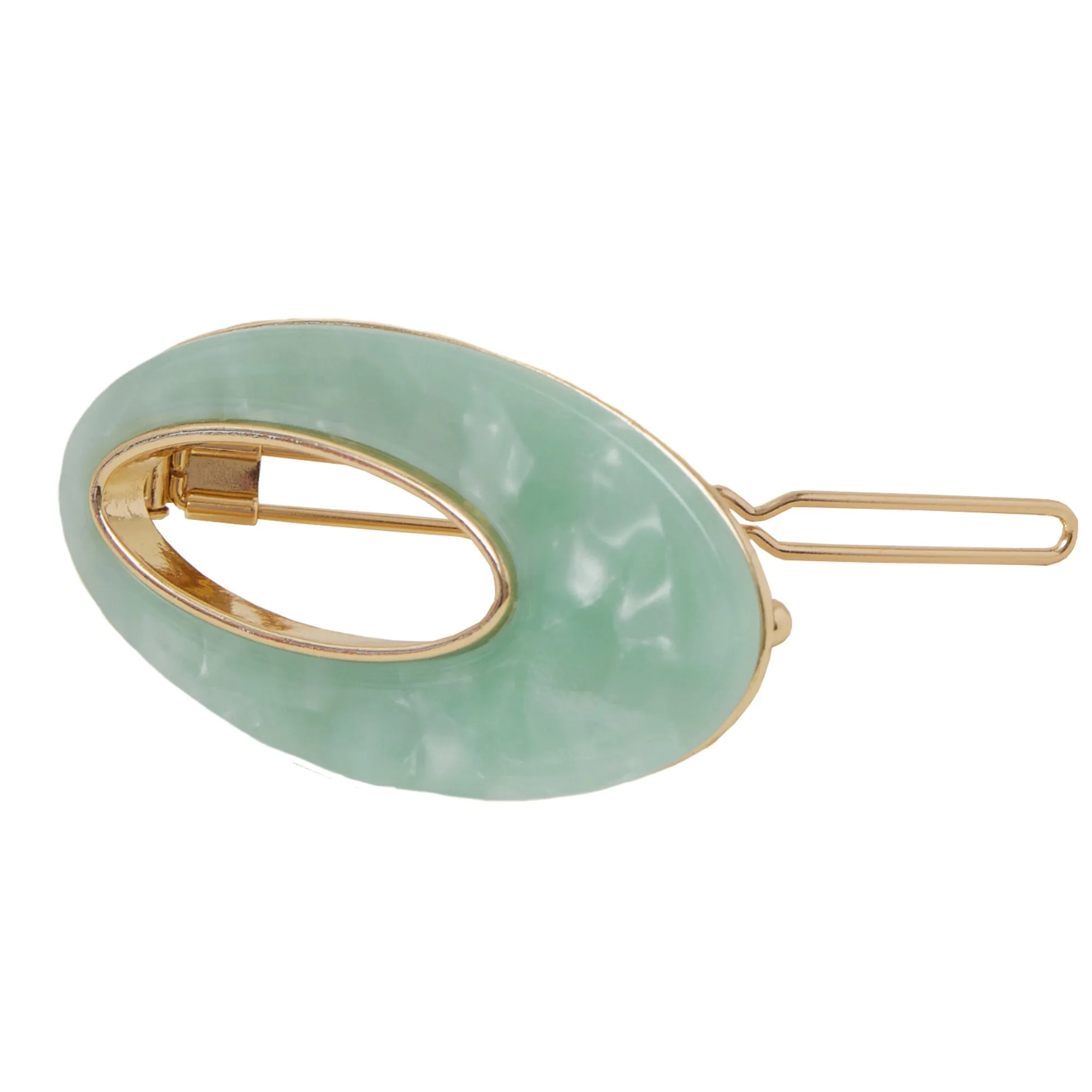 Accessorize London Women's Green Resin Oval Barrette Clip