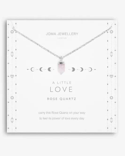 Affirmation Crystal Love Necklace in Silver & Rose Quartz